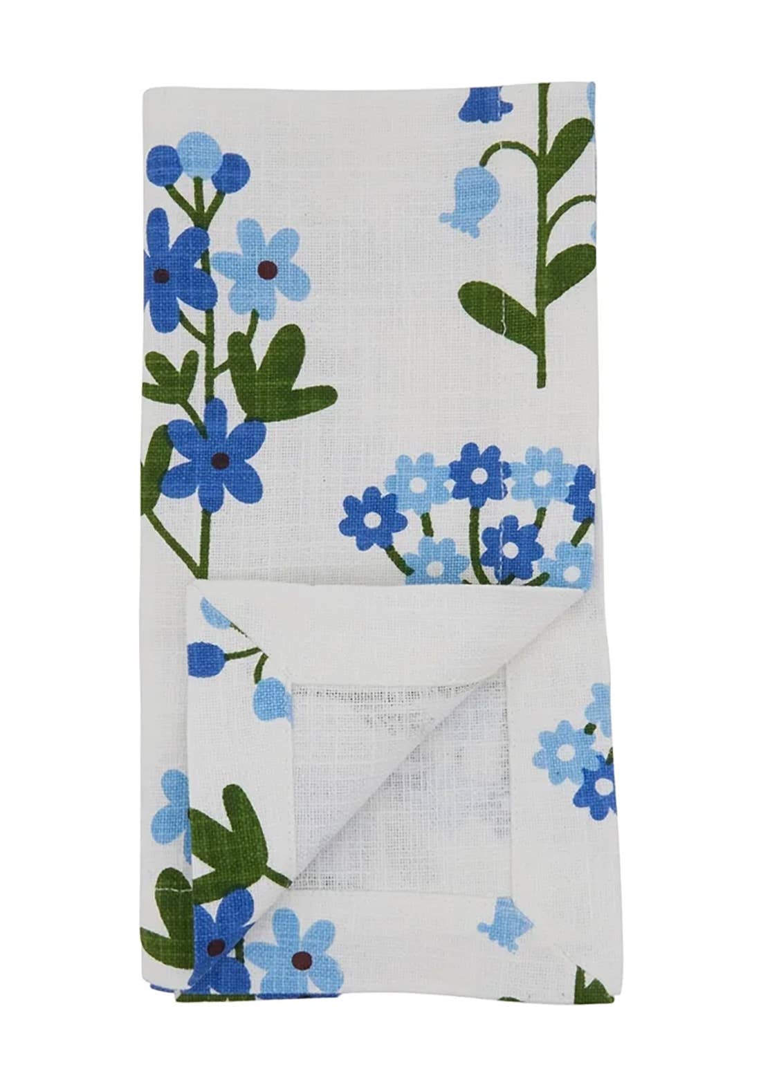 Blue Floral Pure Cotton 20" Dinner Napkin - Set of 4