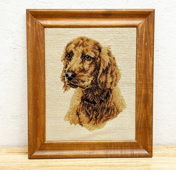 Adorable 1960s dog needlepoint portrait-