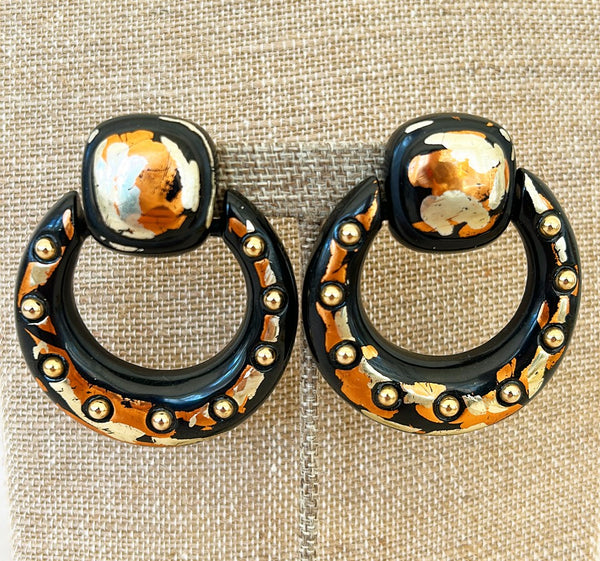 Extra large statement clip on earrings from the 1980s.