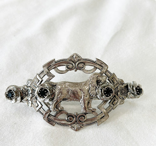 Vintage silver metal dog hair barrette signed by Kirk’s Folly.