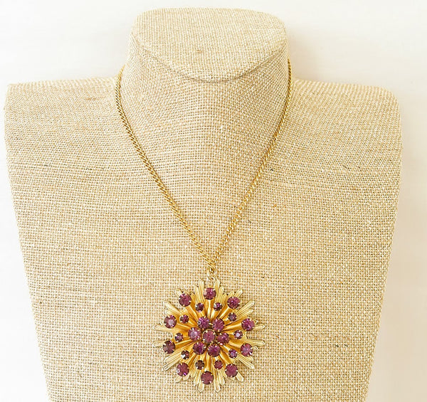1970s vintage starburst style pendant necklace