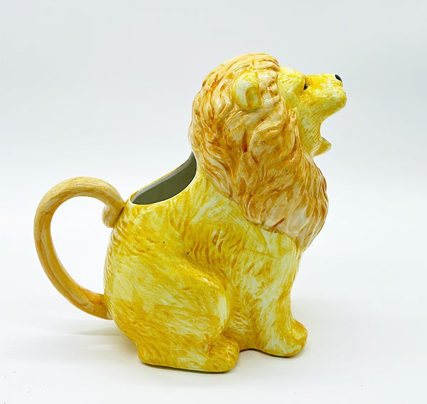 Adorable lion vintage water pitcher with realistic coloring & texture.