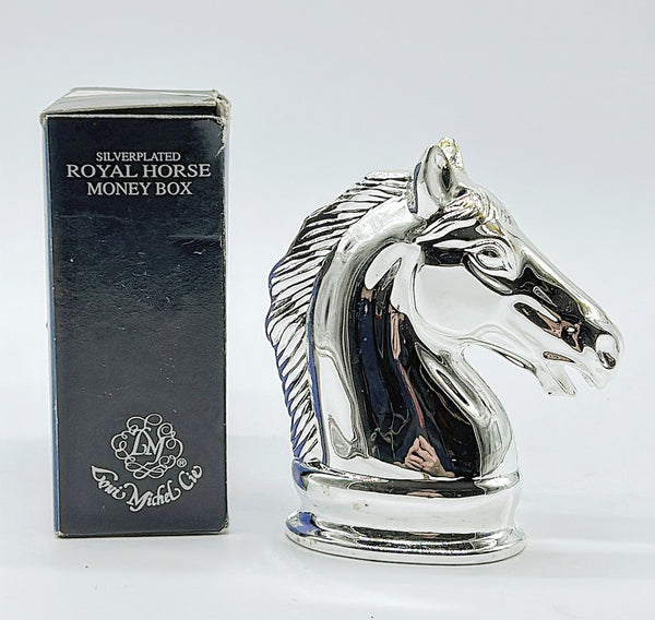 Vintage 80s silver plated royal horse money box