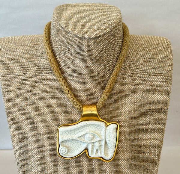 Vintage 1970s signed Kenneth Lane Egyptian inspired couture necklace