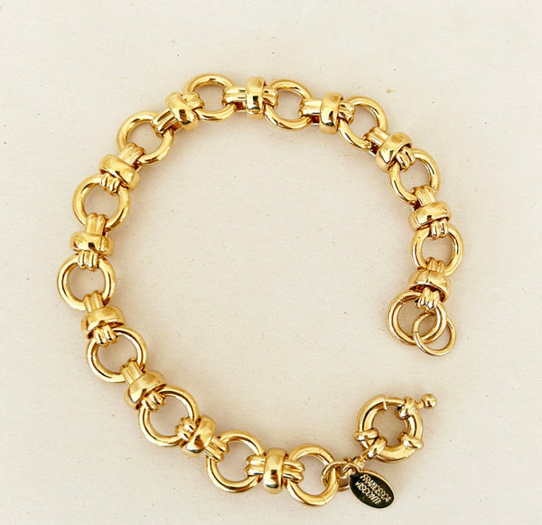 Vintage signed Francesca Visconti gold link horse-bit style bracelet.