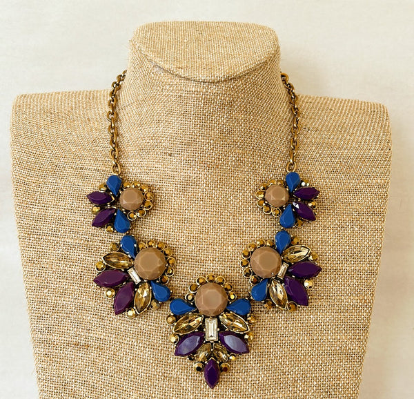 Classic signed vintage J Crew multi colored statement necklace.