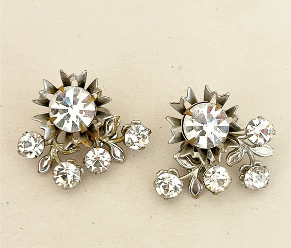 1960’s clip on style rhinestone earrings