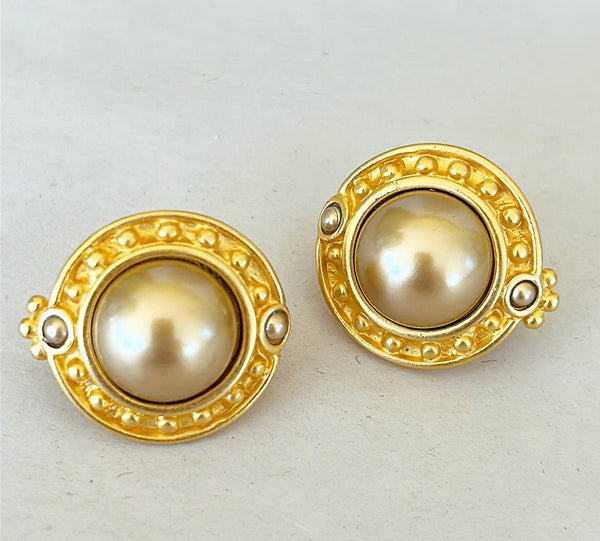 Classic 1990s clip on signed designer earrings by Carolee.