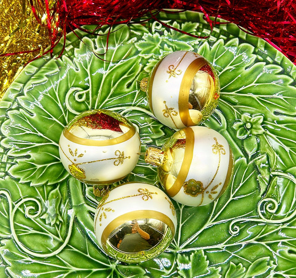 Vintage set of four 1980s handblown glass