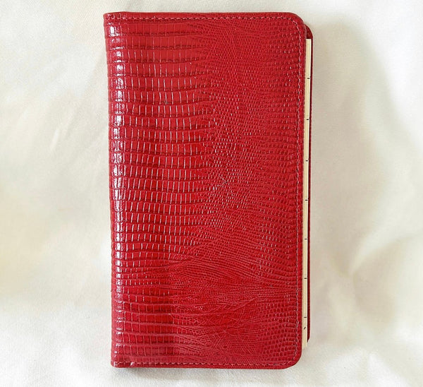 Vintage 1990 stamped BUXTON red wallet style calendar / address book
