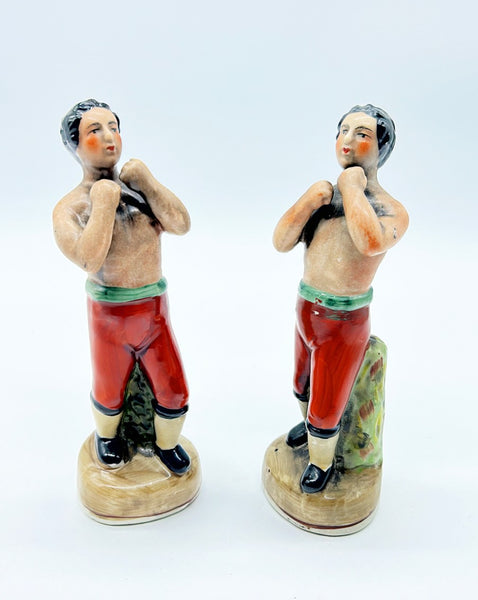 Pair of vintage Staffordshire style boxers.