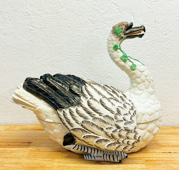 Rare stamped Italian Port Royal Italy l almost life size swan tureen.