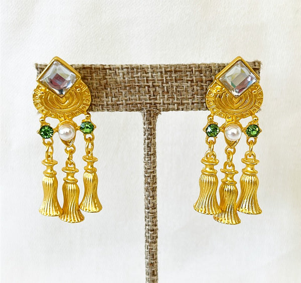 Fabulous Egyptian style pierced designer earrings.