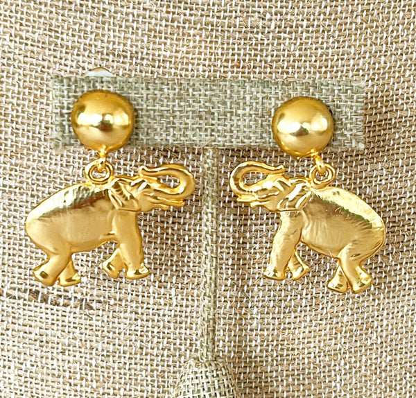 Classic vintage 90s elephant dangling style clip on earrings.