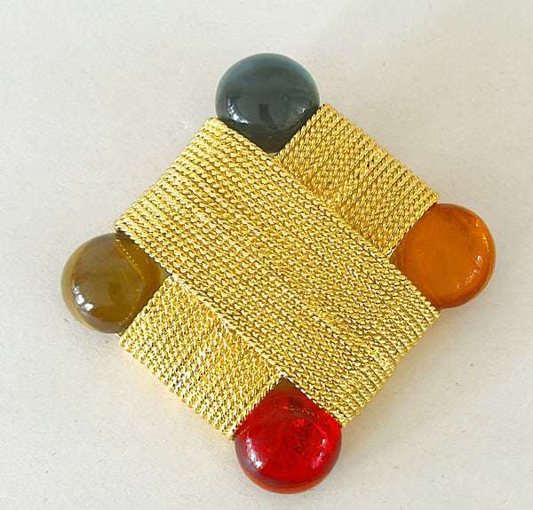 1980s large statement brooch signed by Saks Fifth Avenue.