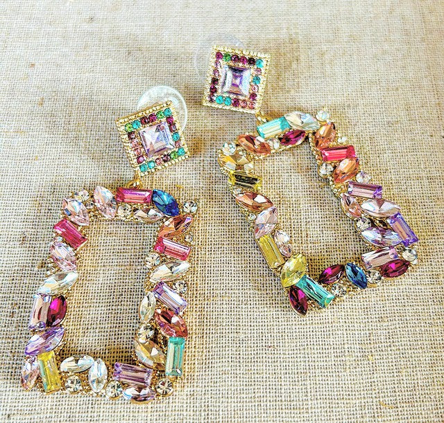 Statement sparkle dangle earrings - pierced style.