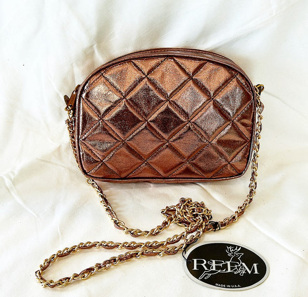 Vintage 90s REEM quilted style purse with chain style strap.
