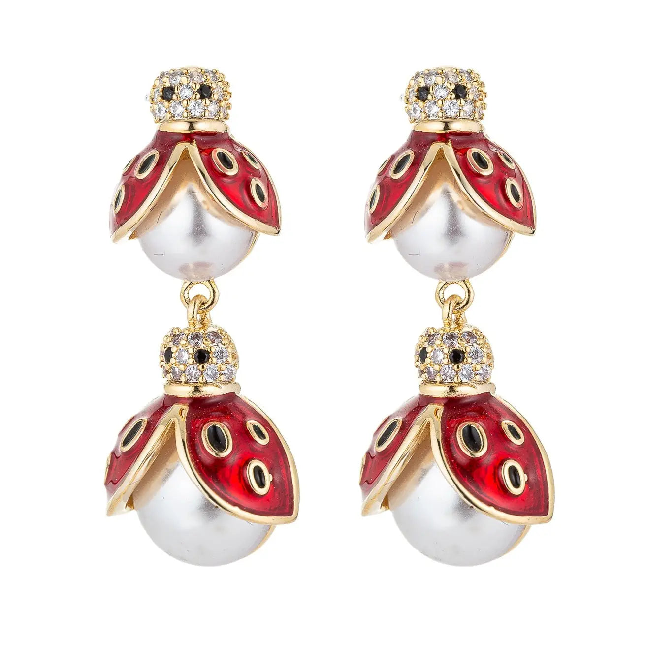 Lady Bug Cz Earrings