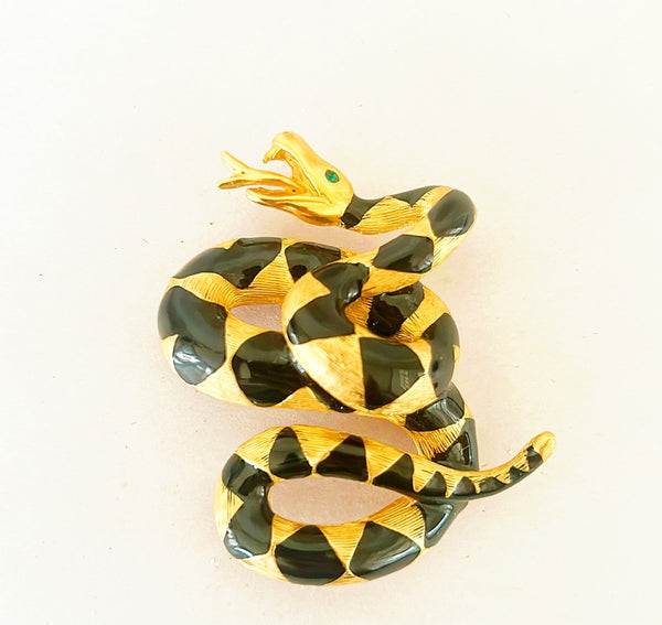 1990s signed Erwin Pearl couture serpent brooch