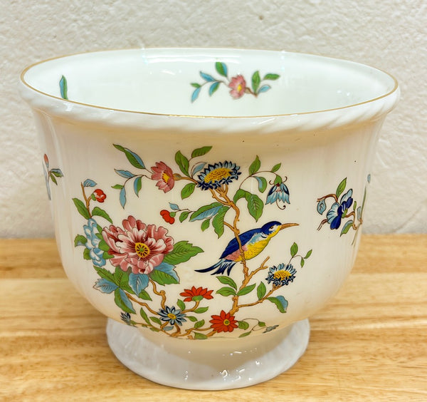 Beautiful vintage cachepot- fine bone china made in England stamped by Aynsley -
