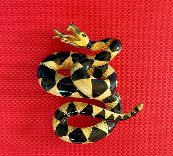 Statement size vintage, snake, brooch, sign by Erwin Pearl.