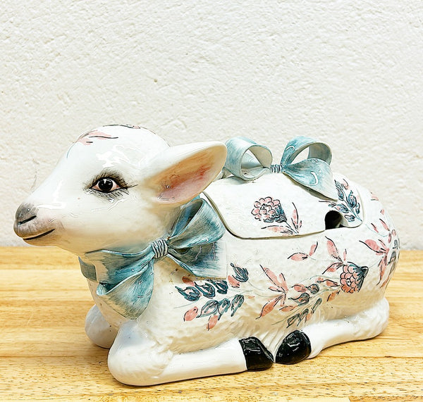 Adorable vintage Italy stamped & numbered little lamb tureen.