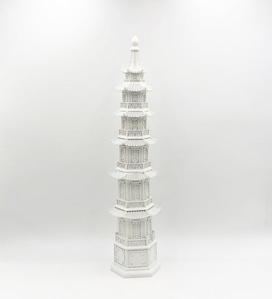 Beautiful solid white carved resin pagoda tower