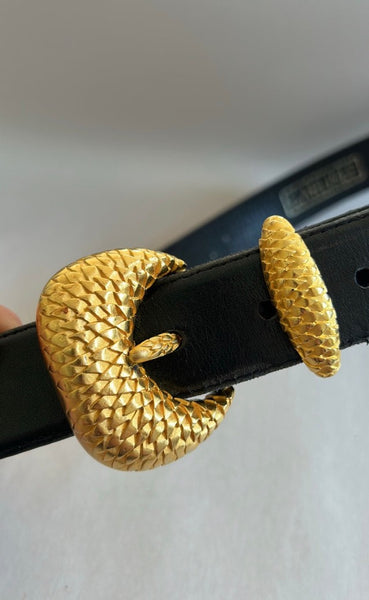 Vintage 1980’s - Karen Callen stamped fashion designer belt / belt buckle