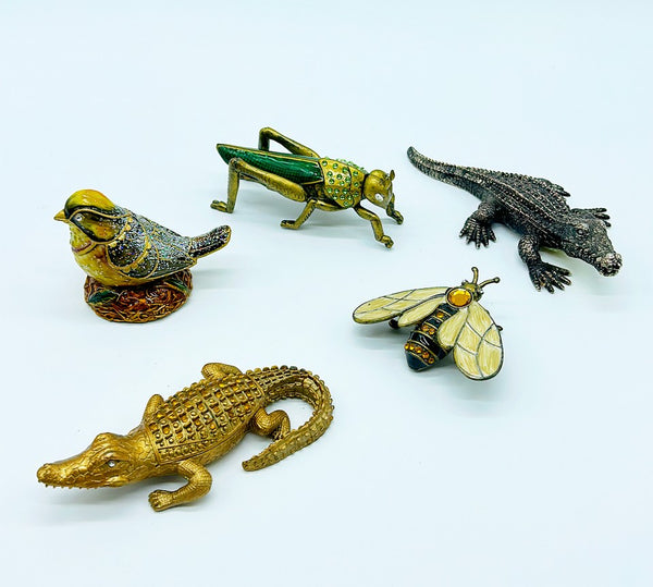 Collection of 5 vintage animal / insect decorative figures.
