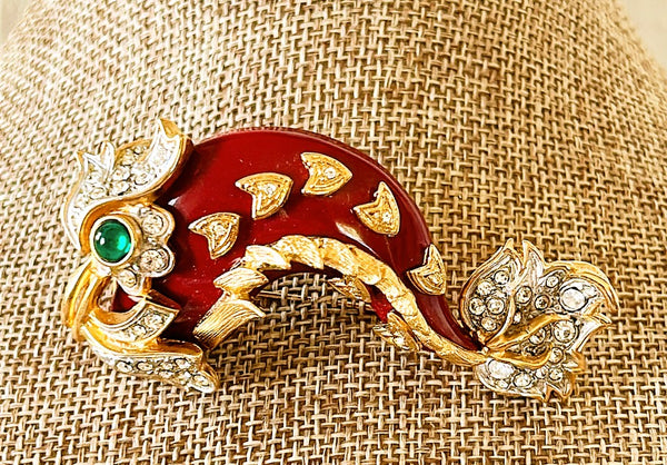 Exquisite signed Erwin Pearl dolphin statement brooch.