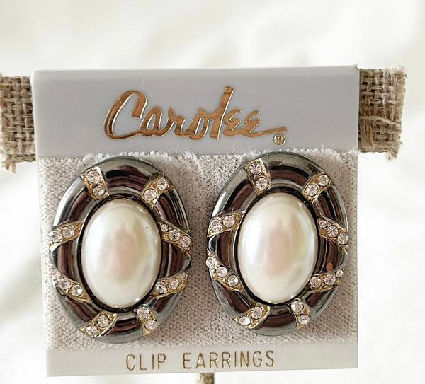 Vintage Carolee clip on earrings - still on the original sales tag clip as shown.