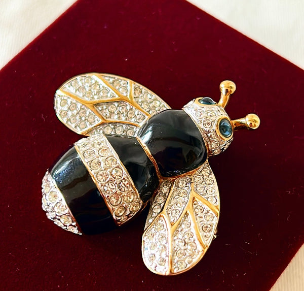 Vintage classic 80s signed Carolee larger scale bumble bee brooch.
