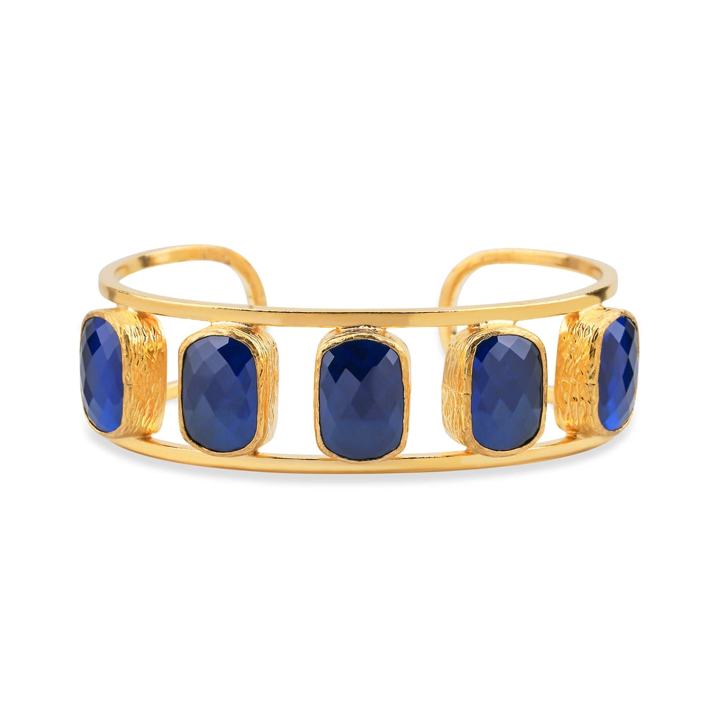 Navy Bezel Cuff Bracelet