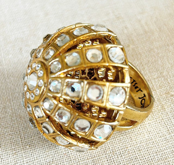 Amazing vintage statement ring from the 90s early Betsey Johnson signed cocktail ring.