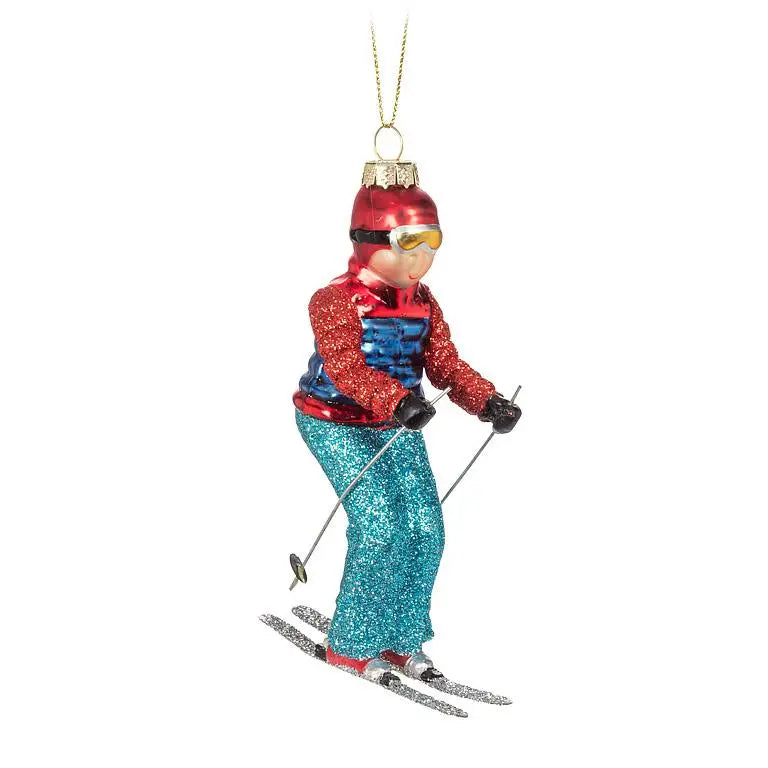 Downhill Skier Ornament-5"H