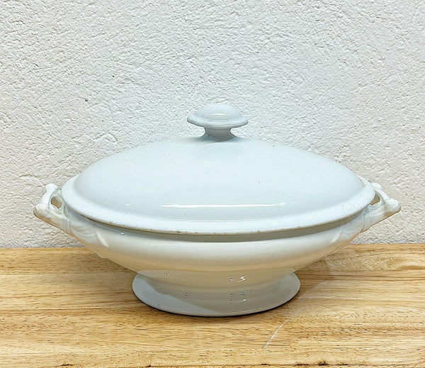 Antique oval white ironstone English tureen with lid