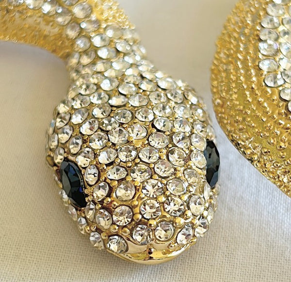 Fabulous statement piece, gold rhinestone encrusted snake choker style necklace.