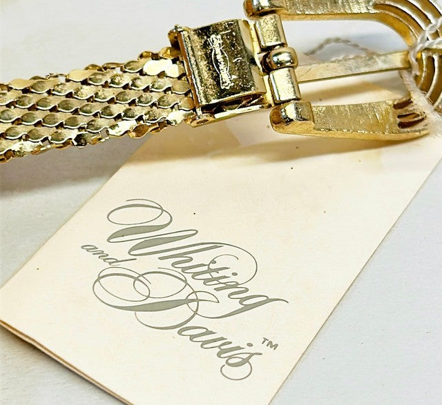 Vintage 80s Whiting And Davis gold mesh belt style design.