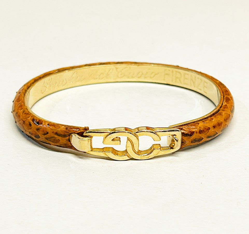 1970s Italian sign CG Logo tan crocodile bracelet