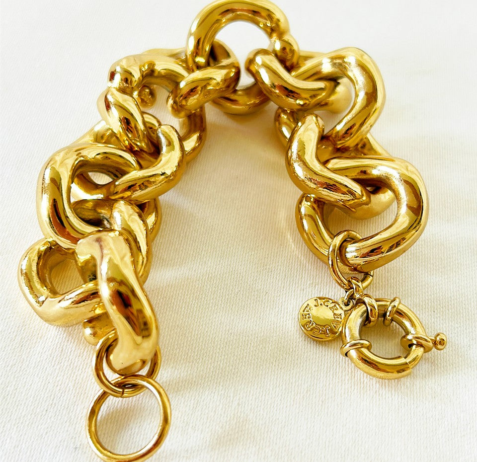 Thick chunky statement gold link cocktail link bracelet