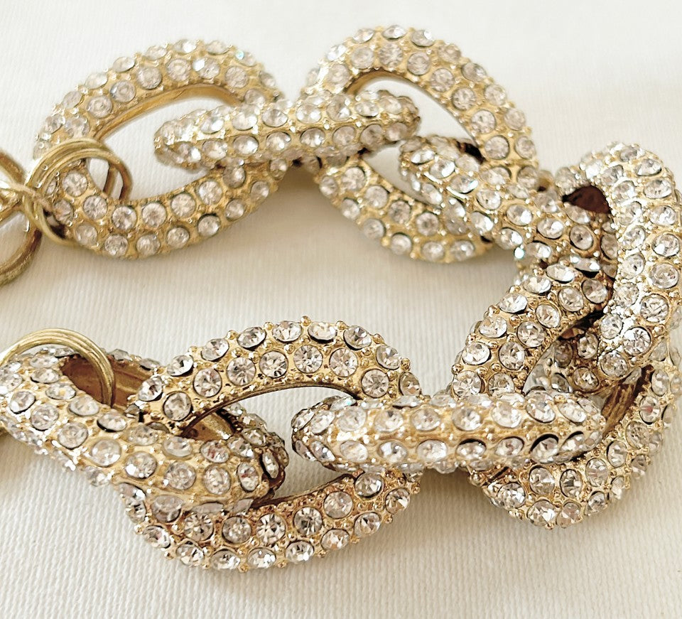 Large chunky rhinestone encrusted large link bracelet.
