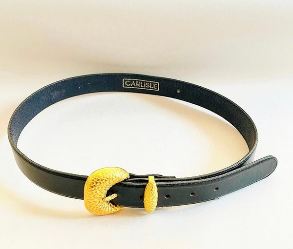 Vintage 1980’s - Karen Callen stamped fashion designer belt / belt buckle