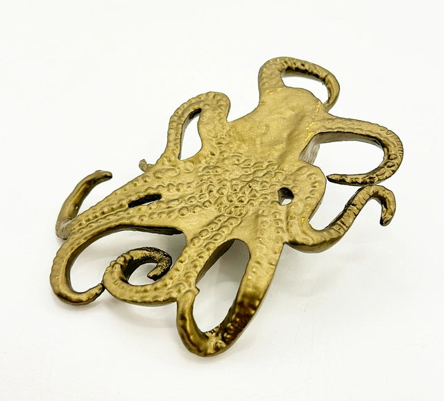 Decorative aged gold metal octopus figure