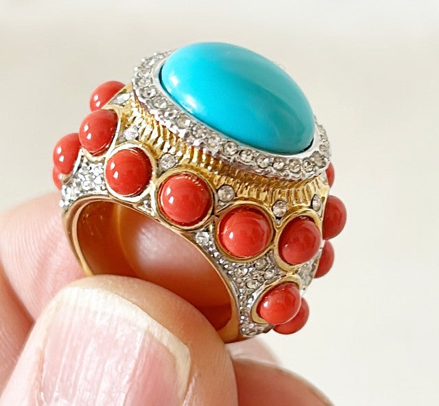 Classic KJL Kenneth Jay Lane signed designer cocktail ring.