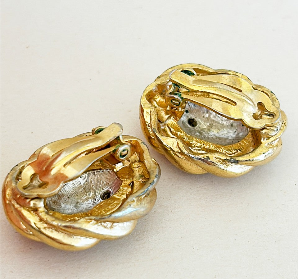 Signed Kenneth Lane clip on vintage earrings.