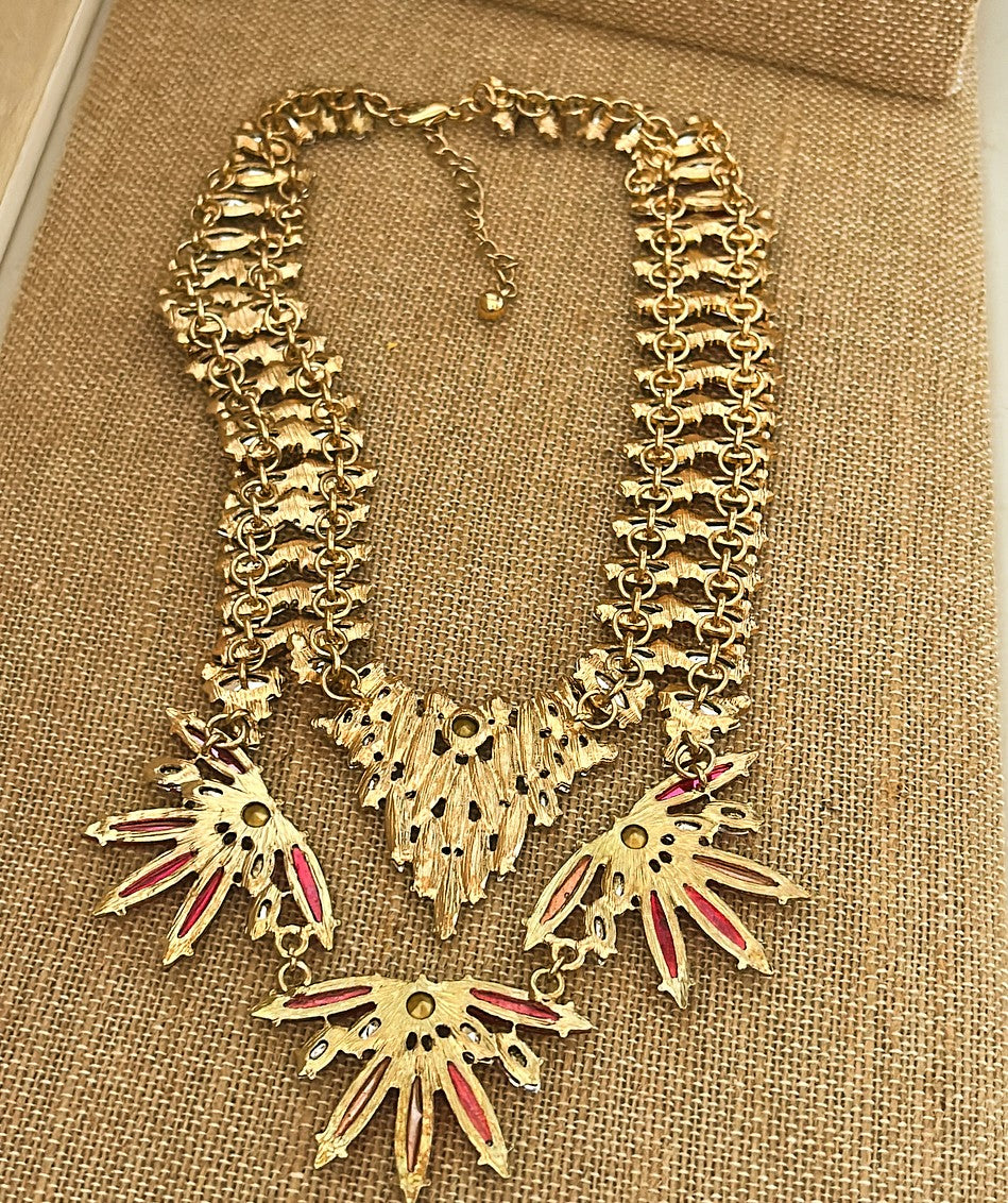 Fun pink rhinestone style designer statement necklace