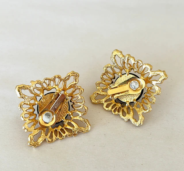 80s large clip on statement earrings.