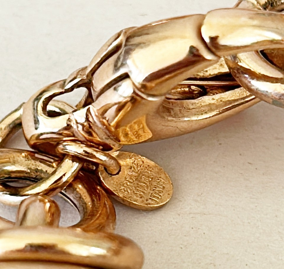 Vintage 80s stamped Bronze Milor Italy chunky couture link necklace
