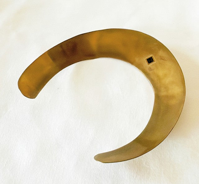 Vintage 80s solid brass Egyptian style collar necklace.