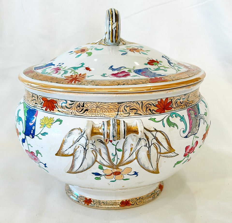 Stunning antique stamped Minton extra large round tureen with original lid.